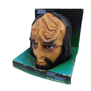 Vintage 90s Star Trek The Next Generation Worf Talking Head Container Lunch Box